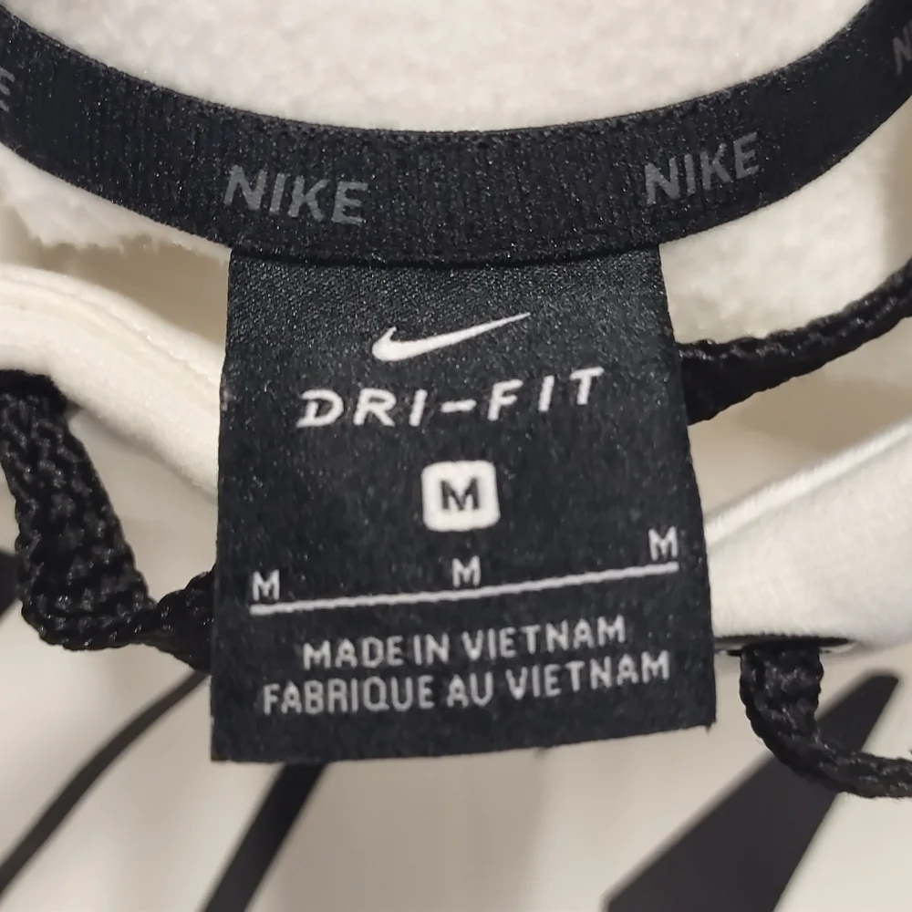 Nike Dri Fit Men's Pullover Hoodie White Black Fleece Lined Size Medium